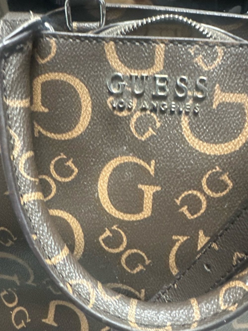 GUESS Men's Brown and Tan Logo Slip-On Loafers